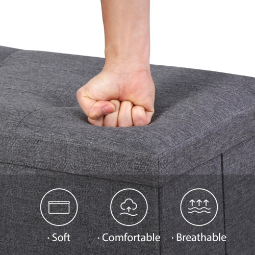 43 Inches Folding Storage Ottoman Bench, Foot Rest Stool with Padded Seat, - Picture 6 of 12