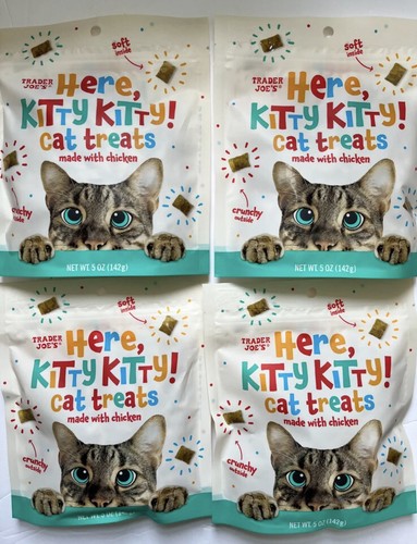 4 Packungen Trader Joes Here, Kitty Kitty! Katzenleckerli am besten je 5 Unzen 🐱🐱🐱🐱 - Bild 1 von 4