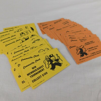 Monopoly 1996 Golf Edition Chance & Community Chest Cards - FULL SET