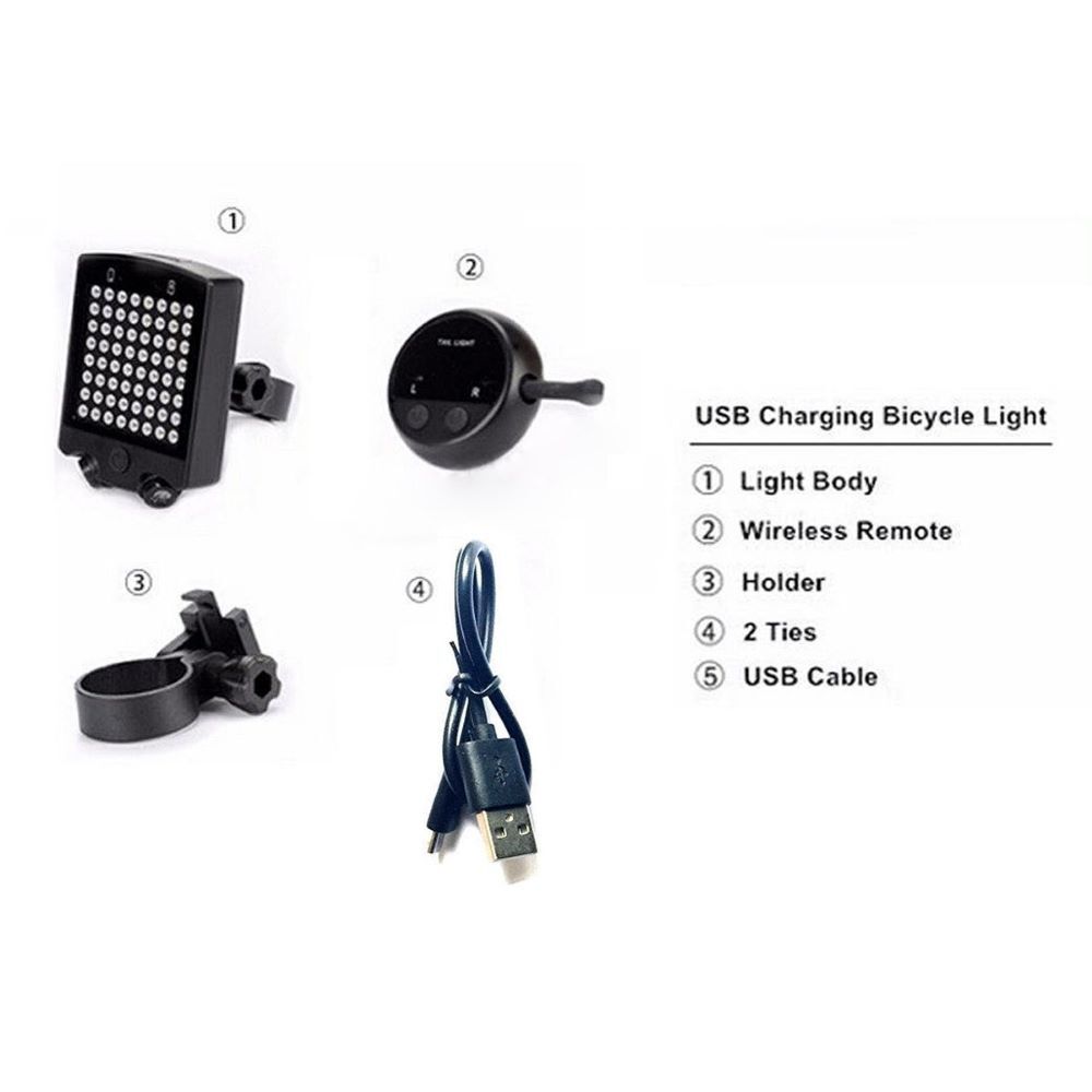 Rechargeable Wireless Bike Bicycle Turn Signal Light LED Rear Tail Lamp Brake