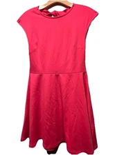 Gap Dress Pink Open Cut Out Back Tie Skater Fit & Flare Size 6 S Knit Stretch
