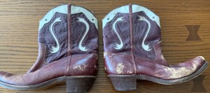 Vintage-1940s-Boys-Cowboy-Boots-SIZE-4-5-Red-Maroon