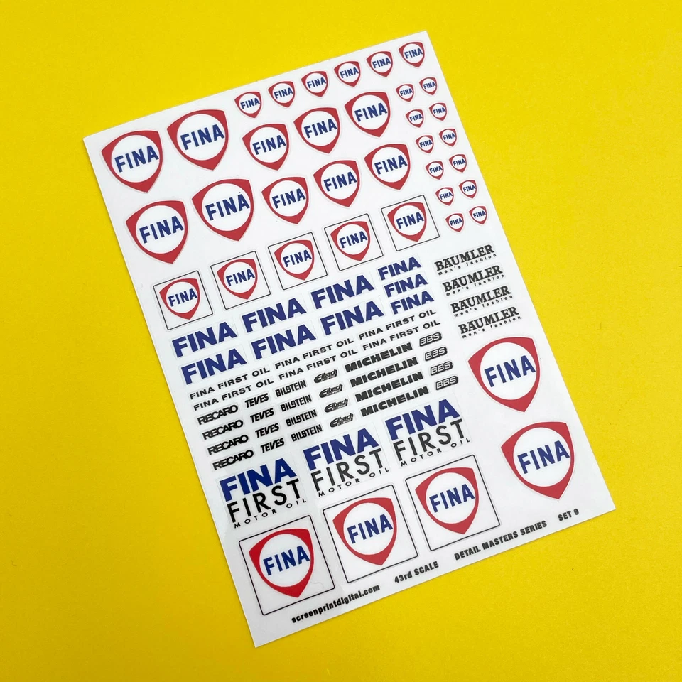 1/43 rd scale diecast 'Vintage Classic race' style CODE 3 stickers decals SET 9