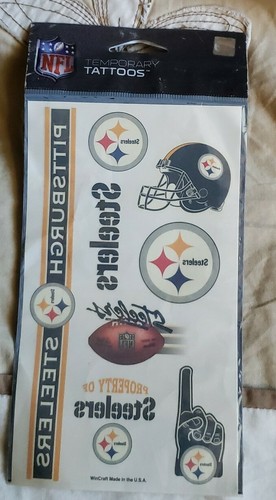 NFL Pittsburgh Steelers Temporäre Tattoos 1 Blatt 7 Tattoos Neu in Verpackung E-67 - Bild 1 von 4