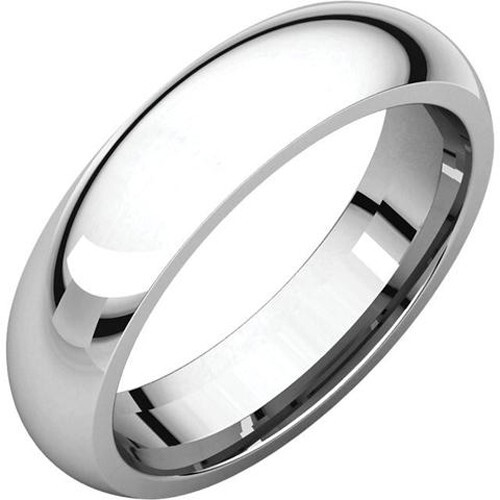 5mm 14K Solid White Gold Dome Half Round Comfort Fit Wedding Band Ring Size 8.75 - Picture 1 of 1