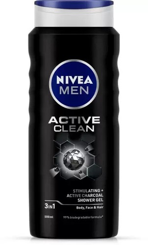 NIVEA Body Wash, Active Clean mit Aktivkohle, Dusche GeL 500 ML