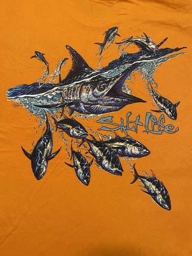 CAMISETA SALT LIFE MANDARINA "MARLIN SPOOL" BOLSILLO S/S HOMBRE GRANDE NUEVA CON ETIQUETAS - Imagen 1 de 2