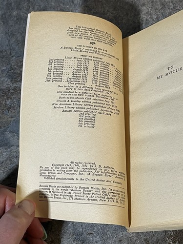1964 (Vintage Copy) J.D. Salinger THE CATCHER IN THE RYE Bantam Book Mass PB - Imagen 10 de 10