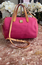 New Dooney Bourke EN893 HP Carley Olivia Pink Tan Leather Trim Satchel, 198