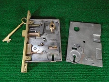 REMANUFACTURED RHC #1575 PUSH BUTTON DOUBLE THUMB MORTISE LOCK w/KEY,  (18432)