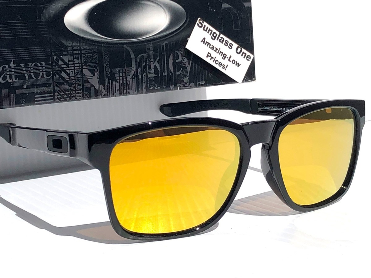 NEW Oakley CATALYST Shiny Black Frame 24K Gold Mirror Lens