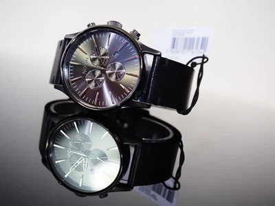 Reloj Nixon Sentry Cronógrafo Cuero Todo Gunmetal/Negro A405-680 Nuevo Con Etiquetas - Imagen 1 de 4