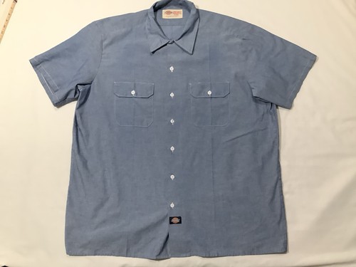 Dickies Arbeitshemd Blau XXL Kurzarm Grunge USA Made 80’s Vintage