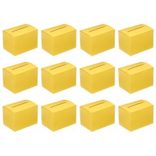12 Pcs 6.5 x 4.5 x 4.5 Inch Ballot Box Raffle Box with Header Board, Yellow