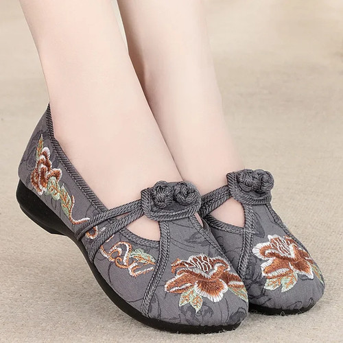 Women Retro High Quality Red Embroidery Ballet Shoes Lady Casual Sweet White - Picture 33 of 41