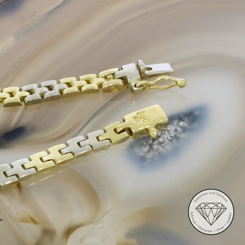 Wert: 1.850,- Bicolor Backstein Glieder Armband 585 / 14 Kt Gold 18 cm XXYY - Bild 2 von 5