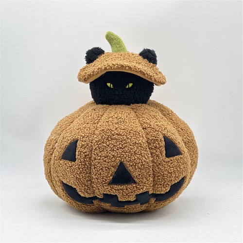 NEW Pottery Barn Jack o Lantern Pumpkin Peek a Boo Black Cat Pillow Halloween - Picture 7 of 21