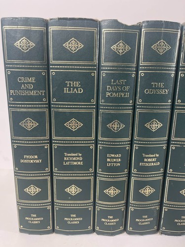 Programmed Classics Books Lot of 9 Green Gold Fiction Library Set - Imagen 2 de 8
