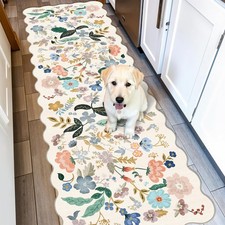 Washable 2x6 Hallway Runner Rug Floral Kitchen Non-Slip Backing Laudry 2x6,Cream