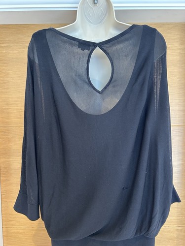 Phase Eight Ladies Becca Black Sheer Cowl Jumper Dress Size 16 18 44in Chest - Picture 9 of 22