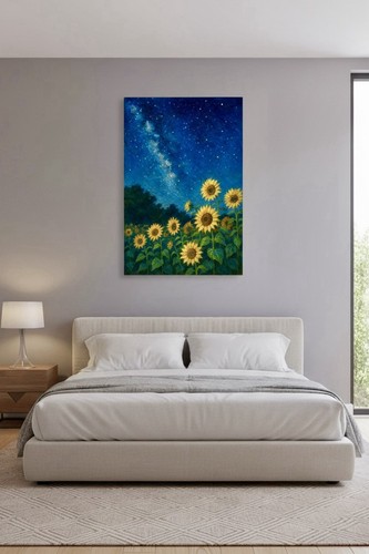 🎨 Starry Night Sunflower Field - Unique Digital Art Print 🌌 - Picture 5 of 5