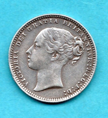 1874 YOUNG HEAD VICTORIA SILVER SHILLING COIN. DIE NUMBER 3. (CLEANED)
