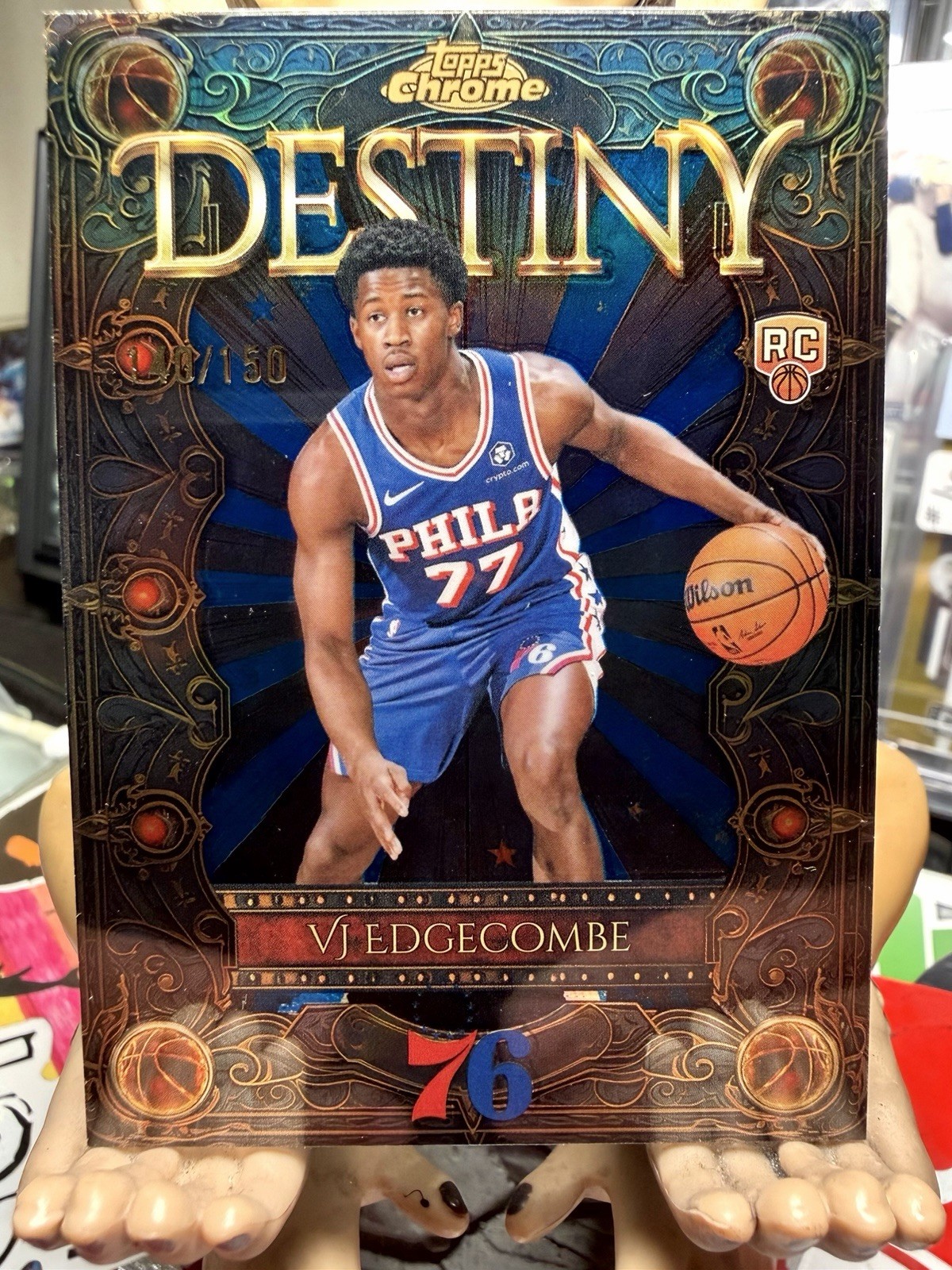 2025-26 Topps Chrome - Destiny VJ Edgecombe #D-3 Blue Refractor /150 (RC)