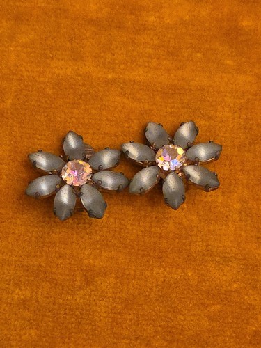 Pendientes de clip vintage con diamantes de imitación y estrella azul - Imagen 3 de 6