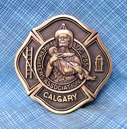 Calgary Local 255 Firefighters Assoc Belt Buckle Hook & Ladder Vtg MTM .GMP482 - Picture 5 of 10