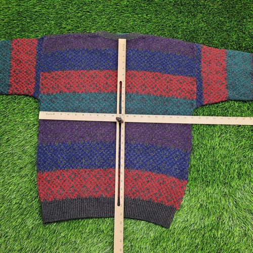 Vintage 90s Jantzen MOD Sweater Large 21x25 Crop Striped USA - Picture 5 of 9