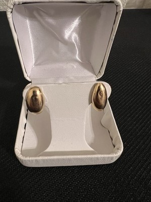 Massive Ohrstecker 14 Karat Gelbgold poliert ''Bohne'' - 2 g Vintage