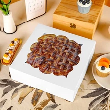 30 Pack Pie Boxes with Window 10x10x3 in Bakery Boxes Perfect for Pies,Cheesecak