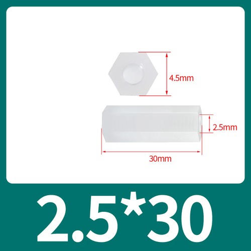 White Nylon Plastic Hex Spacer Standoff Pillar Female Screws M2 M2.5 M3 M4 M5 M6 - Picture 25 of 100