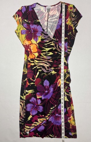 Cache Kleid Gr. Large Faux Wickel Blumenmuster Vintage Stretch - Bild 8 von 8