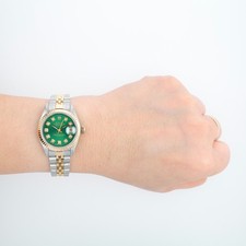 Rolex Ladies Datejust 6917 TwoTone Gold & Steel Green Diamond Dial Jubilee Watch 11