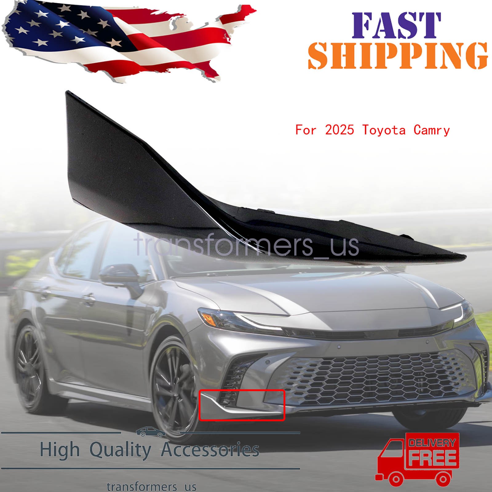 Fits For Toyota Camry SE 2025 Right Front Bumper Side Lower Molding Trim Gloss