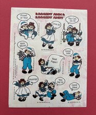 Vintage Hallmark Raggedy Ann  Raggedy Andy Doll Sticker Sheet 1990