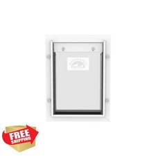 Hakuna Pets Deluxe Aluminum Cat Dog Door Small White 2-Way Lock Screen