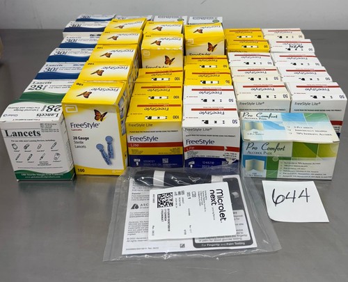 1.000 FREESTYLE LITE Test Strips, lancets, device, pads, dinged.