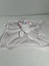 Carter's White Unicorn Lovey With Pink Reverse w/Pacifier Holder EUC