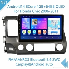 Android14 8Core 64G Car Stereo Radio CarPlay GPS BT5.4 For Honda Civic 2006-2011