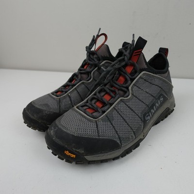 Simms Flyweight Shoes Mens Size 9 Gray Vibram Mesh Hiking Fishing Trail Grip