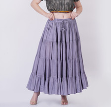Women's Tribal 25 Yard Skirt 100 Cotton 4 tiered Lavender Color Long Maxi Skirt