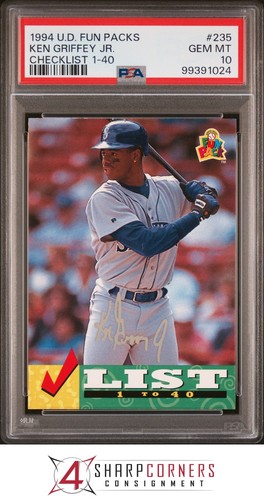 1994 UPPER DECK FUN PACKS #235 KEN GRIFFEY JR CHECKLIST 1-40 PSA 10