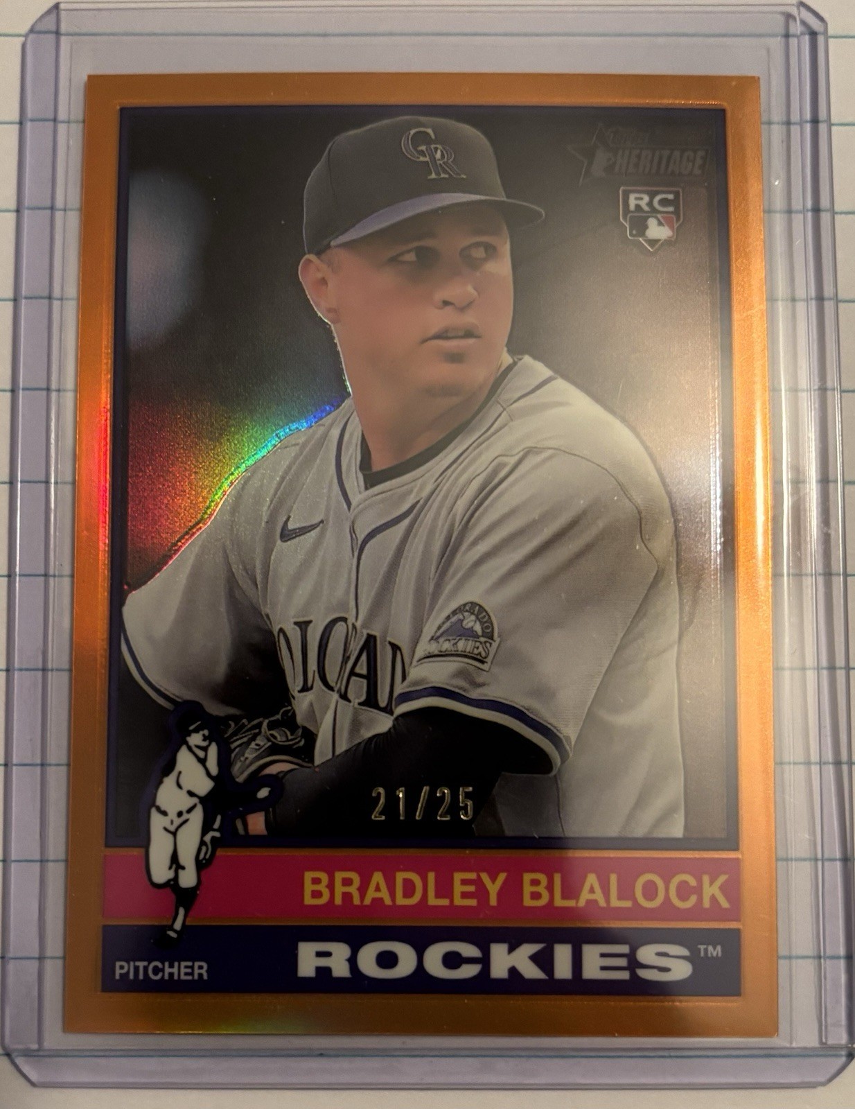 Bradley Blalock 2025 TOPPS HERITAGE ROOKIE CHROME ORANGE REFRACTOR /25 ROCKIES