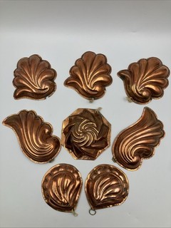 Copper Jelly Mould Lot inc Scalloped and Rosette