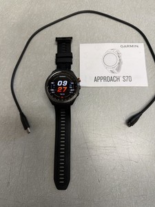 Garmin Approach S70 47mm Black GPS Smartwatch with Silicone Band Lightly Used