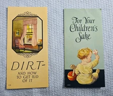 Hoover Brochures Dirt & How to Get Rid of It + Children's Sake c1930s Illus Pair