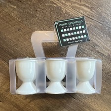 White Porcelain Egg Cup Set of 6, Easter Farm Country Whimsy Tableware  