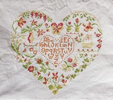 Handmade cross stitch finished cross stitch completed embroidery-Heart